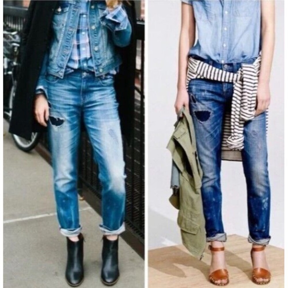 Madewell Slim Boy Jean Women's Waist 30 Mid Rise Breakers Wash Distressed Denim